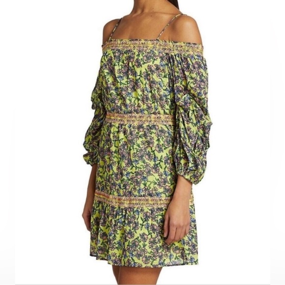 Alice + Olivia Dorothy Off Shoulder Floral Mini Dress Size 2 NWT - Picture 3 of 13